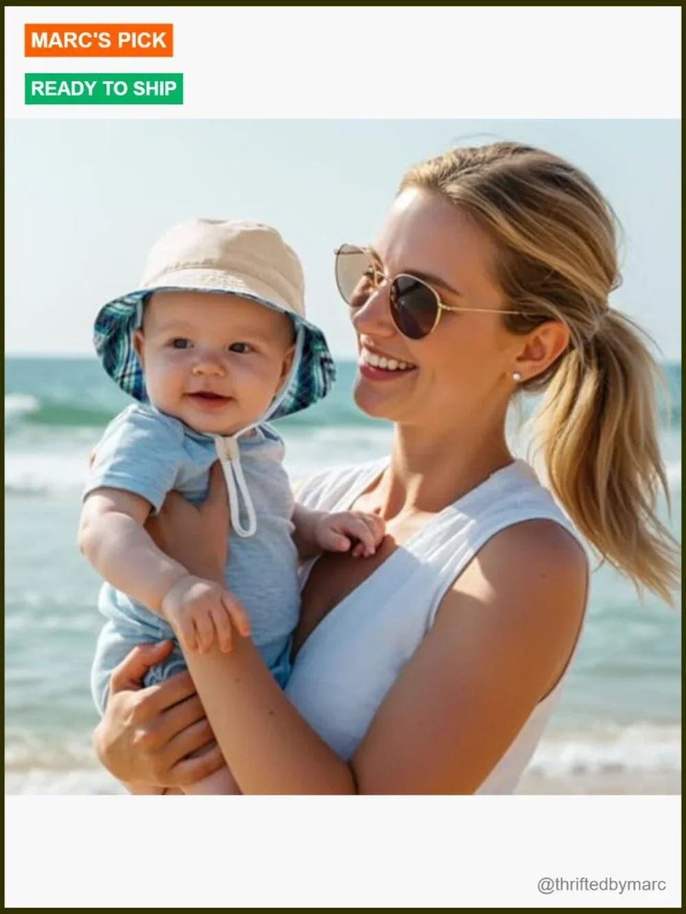 UPF 50+ Baby Sun Hat Wide Brim Bucket Hat Adjustable Chin Strap Cotton Toddler